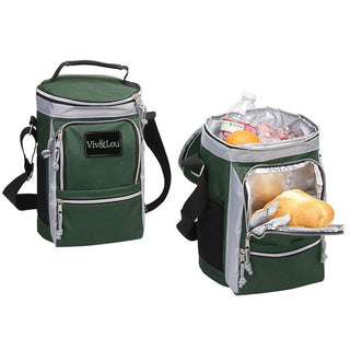 Tall Personalized Green & Gray Lunch Box Cooler Bag #PCB610GRN-P103