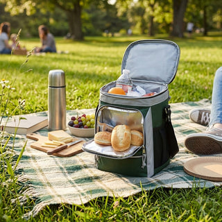 Tall Personalized Green & Gray Lunch Box Cooler Bag #PCB610GRN-P103