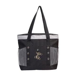 Personalized Black Cooler Tote Bag with Gold Acrylic Vine Initial #PCB620BLK-ACG
