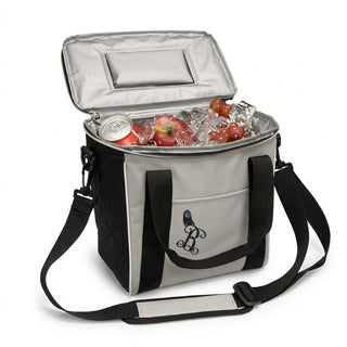 Personalized Gray Box Cooler Bag with Black Acrylic Vine Initial #PCB623GRY-ACK