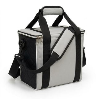 Personalized Gray Box Cooler Bag with Black Acrylic Vine Initial #PCB623GRY-ACK