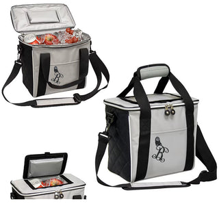 Personalized Gray Box Cooler Bag with Black Acrylic Vine Initial #PCB623GRY-ACK