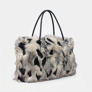 Huge Multi-Color Faux Fur Purse Shoulder Bag with Black Acrylic Vine Initial #PFUR7007MUL-ACK