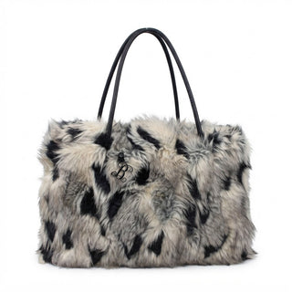 Huge Multi-Color Faux Fur Purse Shoulder Bag with Black Acrylic Vine Initial #PFUR7007MUL-ACK
