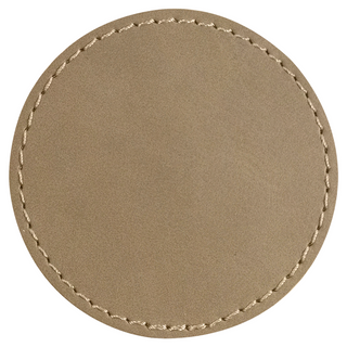 X_PTH301 BLANK - 2 1/2" Round Light Brown Laserable Leatherette Patch with Adhesive