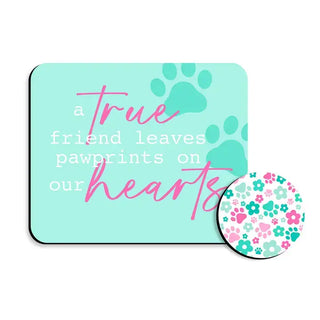 True Friends Dog Desk Coaster Set Dog Lover Office Gift #SDESK-PAWHRT-PAW