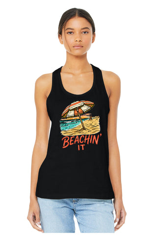 Beachin' It Orange Umbrella Racerback Tank Top, Women's Shirt #TT6008-BEACHINO