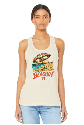 Beachin' It Orange Umbrella Racerback Tank Top, Women's Shirt #TT6008-BEACHINO
