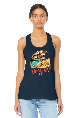 Beachin' It Orange Umbrella Racerback Tank Top, Women's Shirt #TT6008-BEACHINO