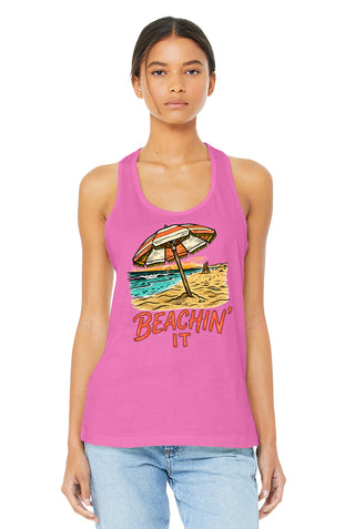Beachin' It Orange Umbrella Racerback Tank Top, Women's Shirt #TT6008-BEACHINO