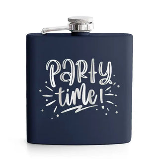 Party Time 6 oz Flask, Birthday Girl Gift, Funny Barware #TWBF6-PT-NAVY