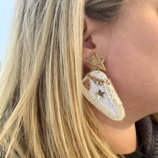 Gold Star White Sneaker Earrings # VLJ4966-GD