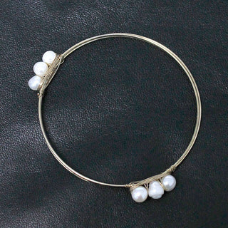 Triple Pearl Bangle Bracelet - Natural Pearls #VLJB33PEARL