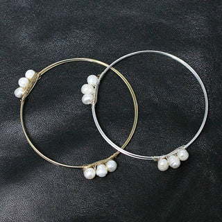 Triple Pearl Bangle Bracelet - Natural Pearls #VLJB33PEARL