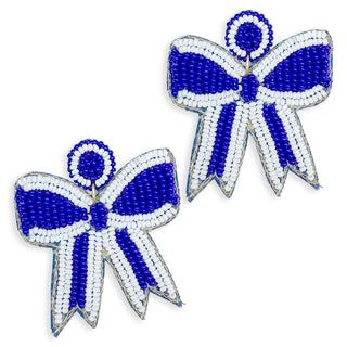 Royal Blue Bow Earrings #VLJE6410-RBL