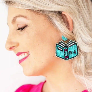 A+ Student Earrings #VLJE398-BLU - Dangle Earrings