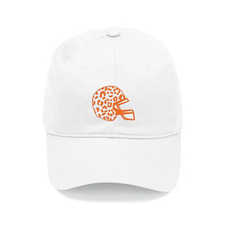 White Cap with Orange Leopard Helmet #M190VL-WHT-LHORG