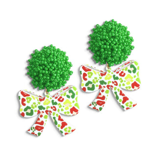 Festive Leopard Bow Earrings #ACE-3620GR-BOW-FEST