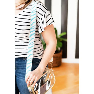 Light Blue Tiger Stripe Beaded Crossbody Strap #MNA107VL-TIGBLU