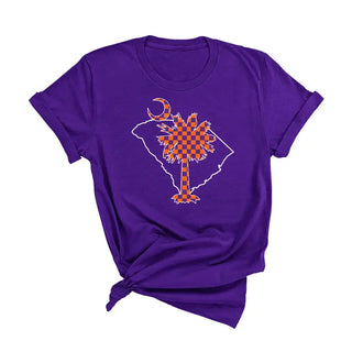 Check Palmetto Clemson T-Shirt #HPTS-LTGREYLG-POCHKPLM