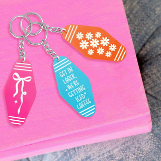 Teal & White Get in Loser Motel Keychain #ACK-HOTEL-TEALWHT-GETIN