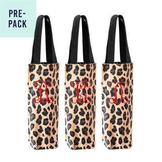 Single Initial Leopard Wine Bag 14 pc Set #PACK-102LPRD-VINE