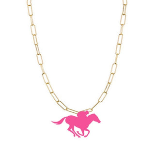 Hot Pink Derby Horse Gold Rhonda Necklace