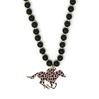 Leopard Derby Horse Black Jennifer Necklace