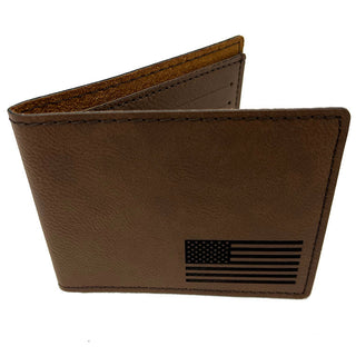American Flag Dark Brown Bi-Fold Wallet #LMW1901N-FLAG - Wallet - Men’s