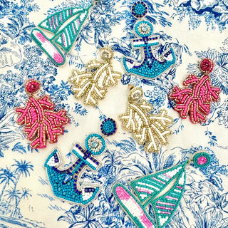 Anchor Blues Earrings #VLJE0800-ANCHOR - Dangle Earrings