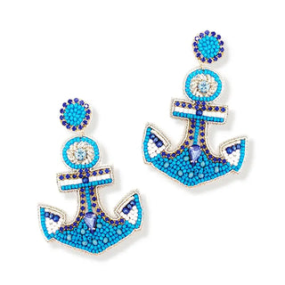 Anchor Blues Earrings #VLJE0800-ANCHOR - Dangle Earrings