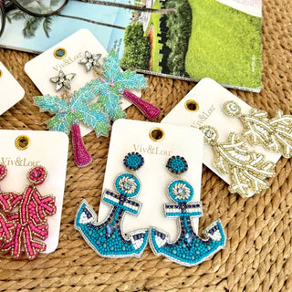 Anchor Blues Earrings #VLJE0800-ANCHOR - Dangle Earrings