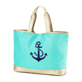 Anchor Cabana Tote Coastal Beach Pool Oversized Canvas Travel Bag #HP732-NYANCH - Mint - Tote Bag - Women’s