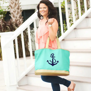 Anchor Cabana Tote Coastal Beach Pool Oversized Canvas Travel Bag #HP732-NYANCH - Tote Bag - Women’s