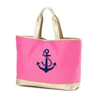 Anchor Cabana Tote Coastal Beach Pool Oversized Canvas Travel Bag #HP732-NYANCH - Hot Pink - Tote Bag - Women’s
