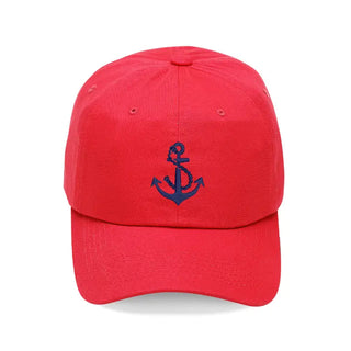 Anchor Embroidered Baseball Hat Nautical Coastal Cap for Men Women #M190VL-ANCHOR - Red - Baseball Cap - Women’s
