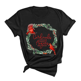 Angels Are Near Cardinal T Shirt Memorial Comfort Graphic Tee #HPTS-ANG23 - Black / Small - Screen Printed T-Shirt