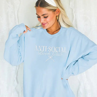 Anti-Social Book Club Embroidered Sweatshirt #MSW-ASHLG-ASBOW - Sweatshirt - Women’s
