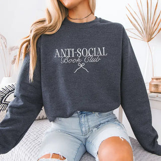 Anti-Social Book Club Embroidered Sweatshirt #MSW-ASHLG-ASBOW - Sweatshirt - Women’s