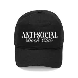 Anti Social Book Club Hat Embroidered Reader Baseball Cap Unisex #M190VL-ANTISOC - Black - Baseball Cap - Women’s