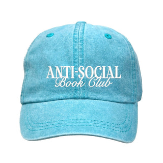 Anti Social Book Club Hat Embroidered Reader Baseball Cap Unisex #M190VL-ANTISOC - Aqua - Baseball Cap - Women’s