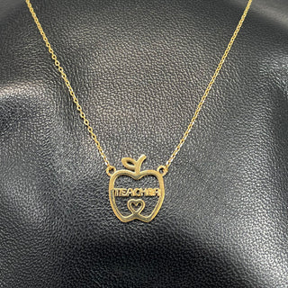 Apple for the Teacher Necklace #EN0132G-GD-TEACH - Pendant/Charm Necklace
