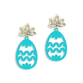 Aqua Easter Egg Earrings #ACE-489CRY-EGG1-AQ - Dangle Earrings