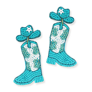 Aqua Long Live Cowgirls Earrings #VLJE8138-AQ - Dangle Earrings