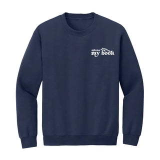 Ask Me About My Book Embroidered Sweatshirt - Navy / S - Sweatshirt - Women’s