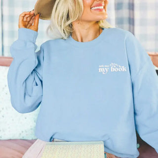 Ask Me About My Book Embroidered Sweatshirt - Sweatshirt - Women’s