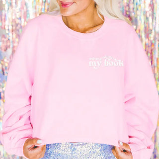 Ask Me About My Book Embroidered Sweatshirt - Sweatshirt - Women’s