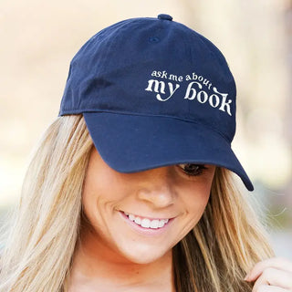 Ask Me About My Book Hat Embroidered Reader Baseball Cap Unisex #M190VL-ASKME - Baseball Cap - Women’s