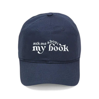 Ask Me About My Book Hat Embroidered Reader Baseball Cap Unisex #M190VL-ASKME - Navy - Baseball Cap - Women’s