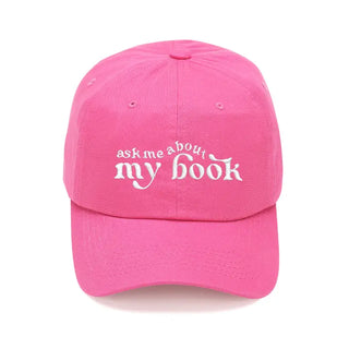 Ask Me About My Book Hat Embroidered Reader Baseball Cap Unisex #M190VL-ASKME - Hot Pink - Baseball Cap - Women’s